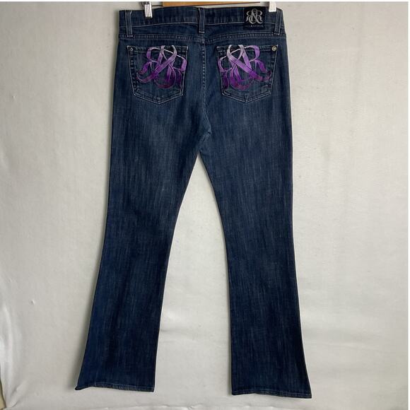 Rock and Republic Womens Size 29 Purple Embroidered Denim Bootcut Jeans mn, - Picture 3 of 14
